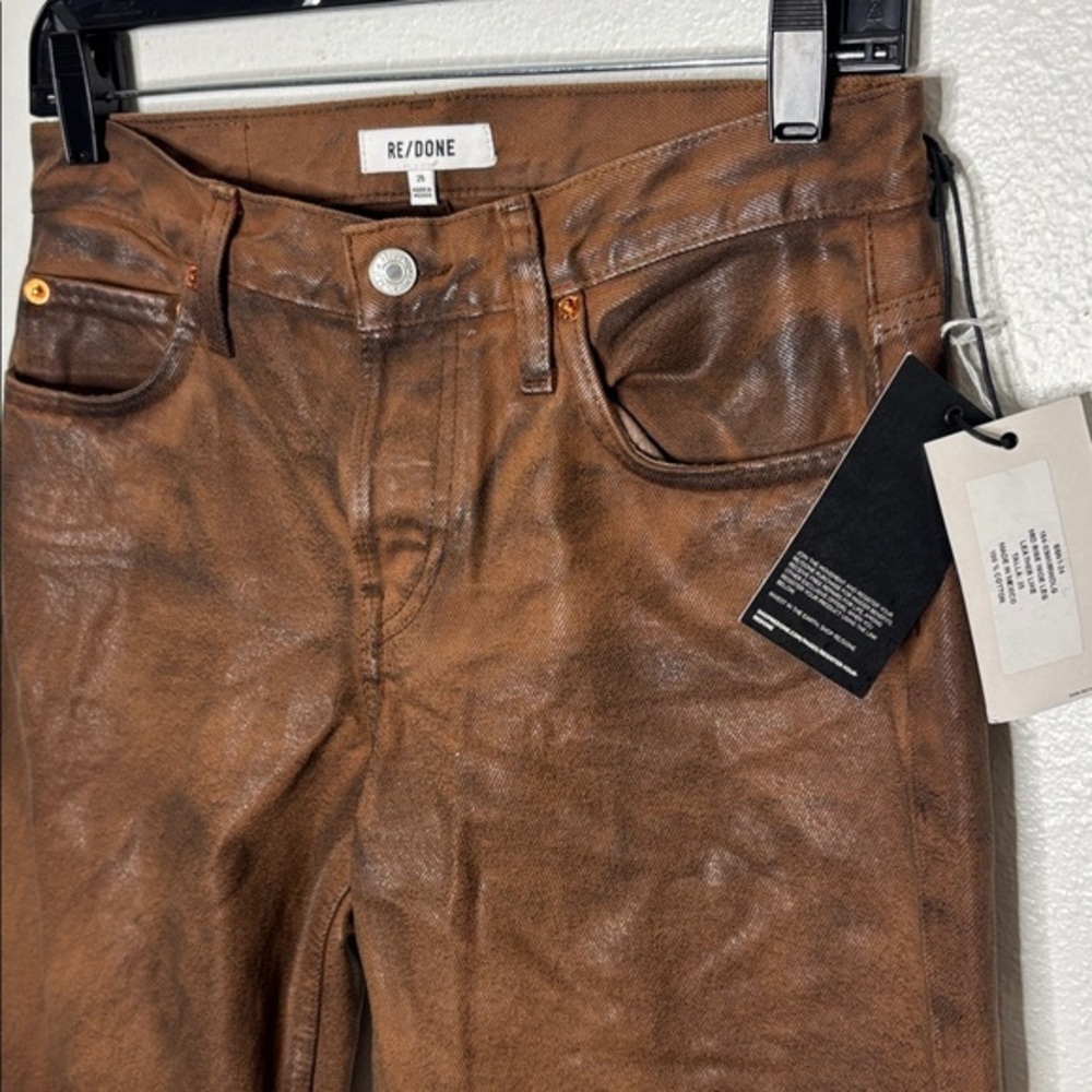 RE/DONE Rare Leather Like Brown Pants Size 25 NWT